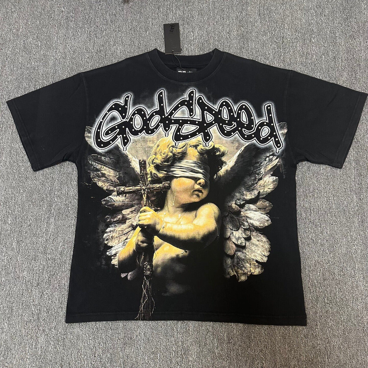 GODSPEED Vintage Angel Rhinestone Washed Cotton Tee