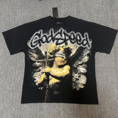 GODSPEED Vintage Angel Rhinestone Washed Cotton Tee