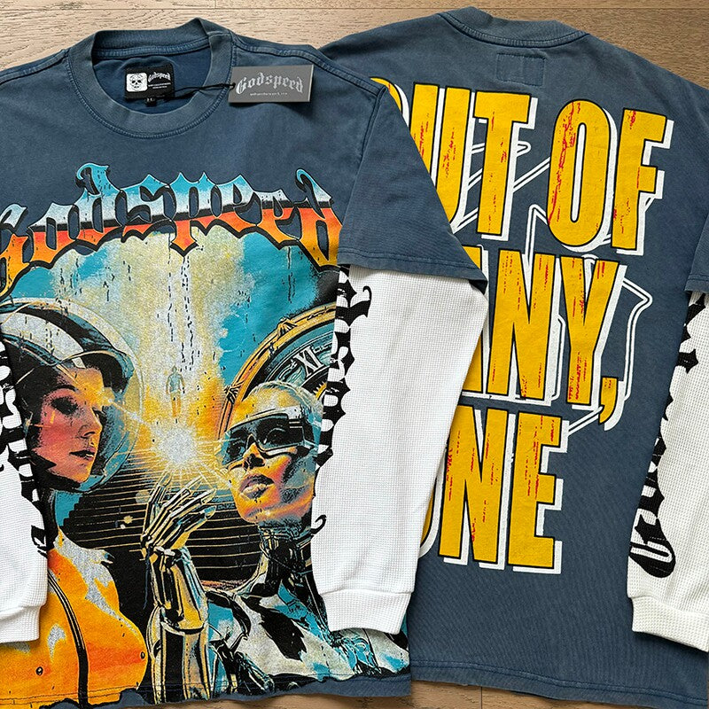 GODSPEED Vintage Washed Layered Graphic Long Sleeve Tee