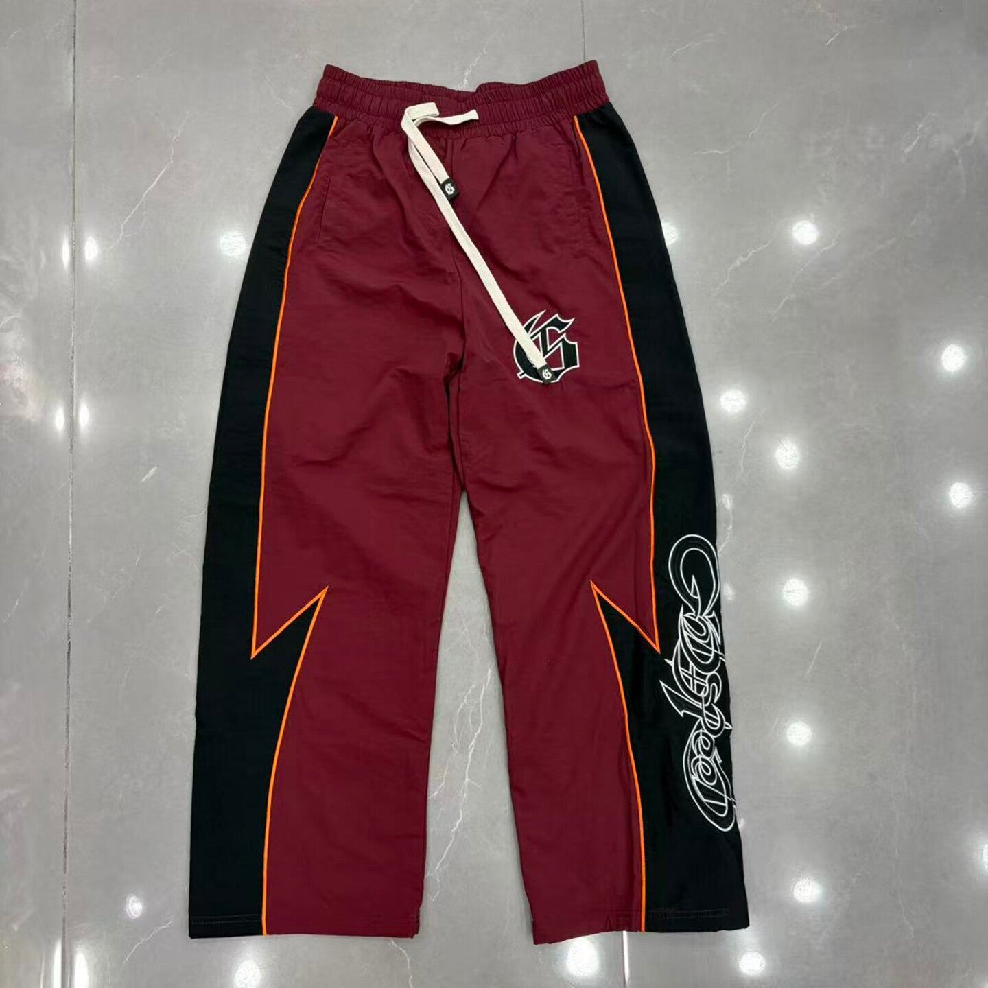 GODSPEED Vintage Contrast Splicing Graphic Straight Sweatpants