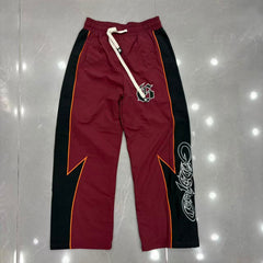 GODSPEED Vintage Contrast Splicing Graphic Straight Sweatpants