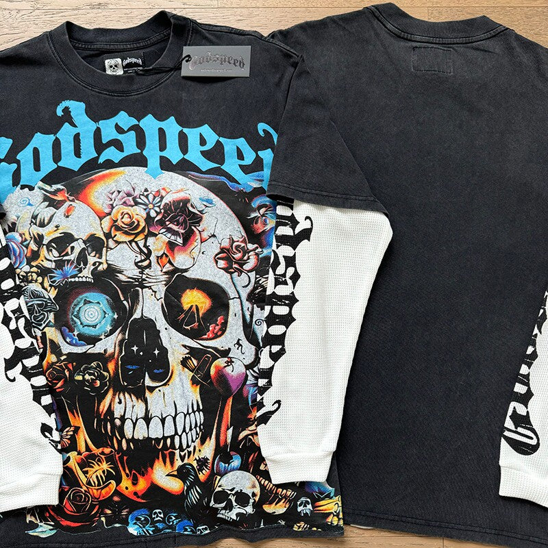 GODSPEED Vintage Washed Layered Graphic Long Sleeve Tee