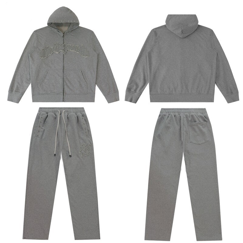 GODSPEED Vintage Washed Beaded Hoodie Sweatpants Set