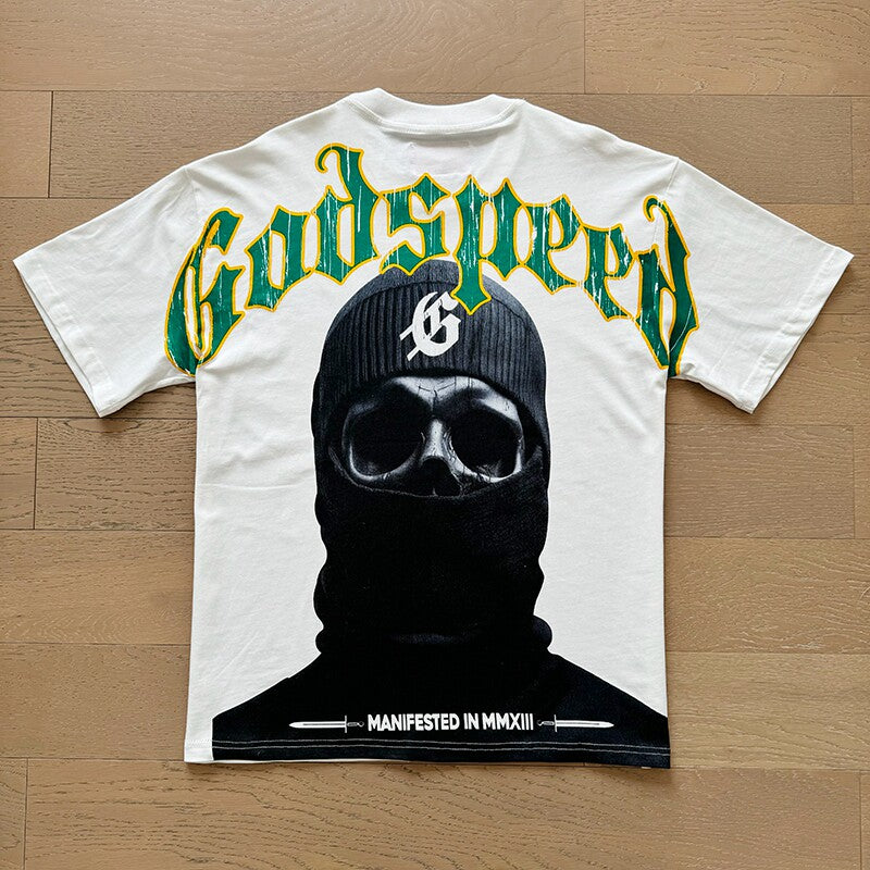 GODSPEED Vintage Biker Rock Graphic Loose Cotton Tee