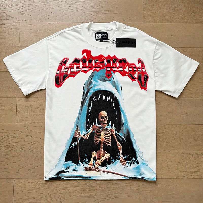 GODSPEED Vintage Skull Rider Loose Cotton Graphic Tee