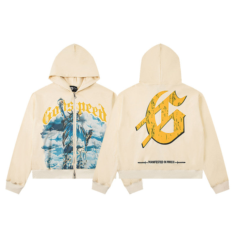 Godspeed Chrome Liberty Zip Up Hoodie Bone