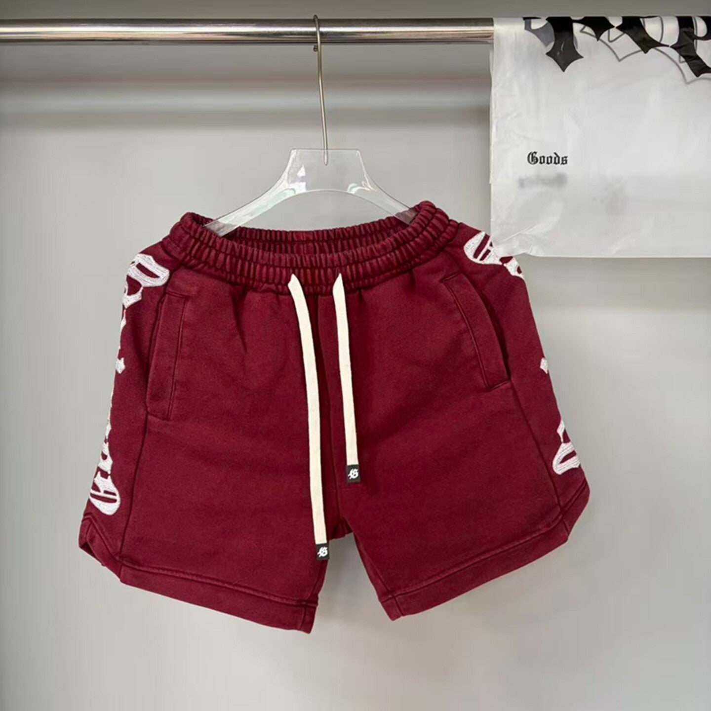 GODSPEED Vintage Side Embroidered Loose Cotton Shorts